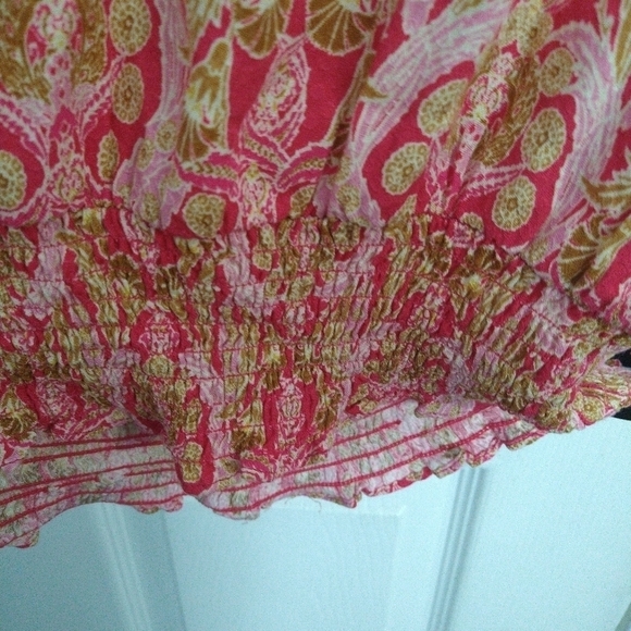 ROSE And Olive Xs Gathered Puff Sleeves Pink Boho Loose Fit Shirt . - Picture 4 of 6